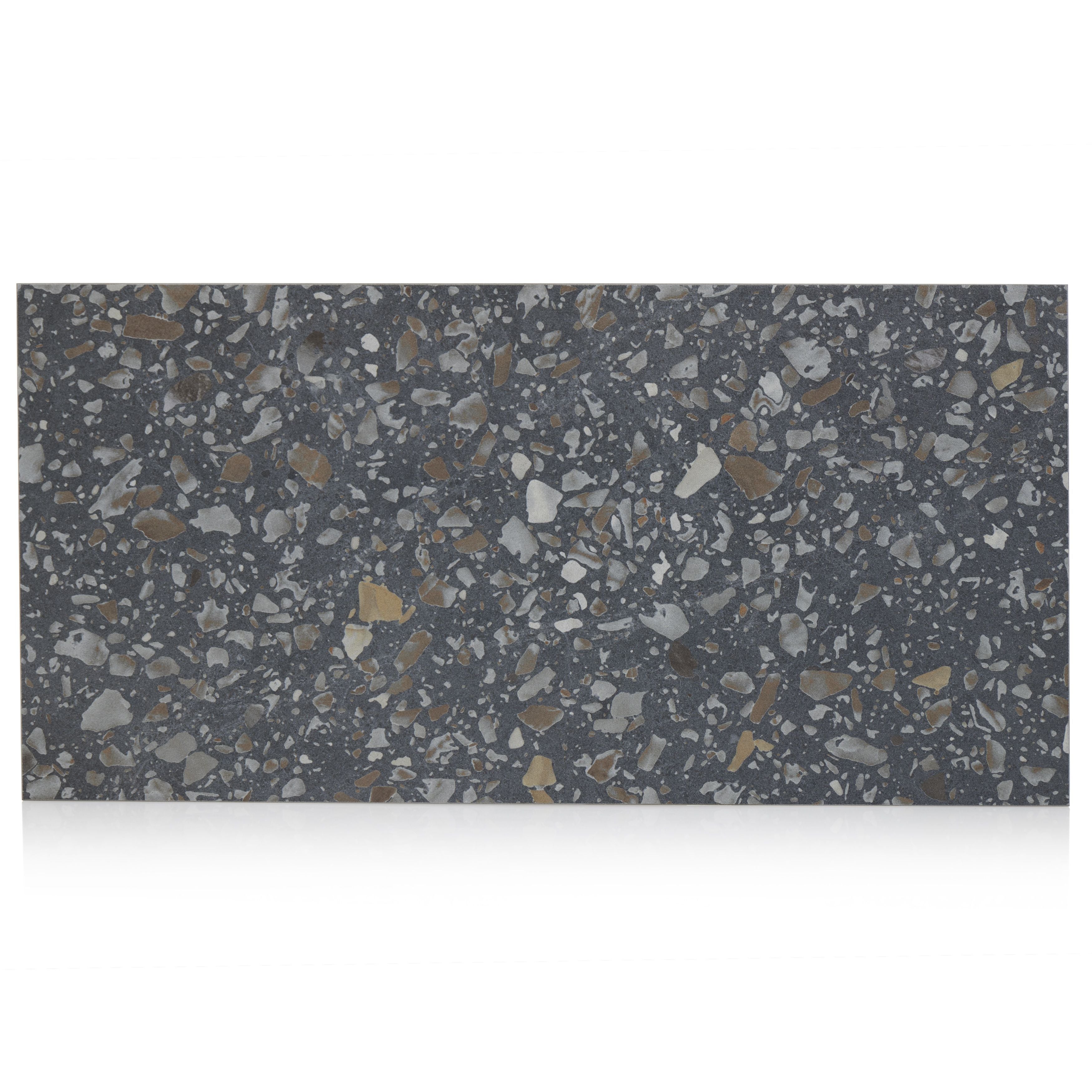 12x24 Fragment Black matte porcelain tile - Industry Tile